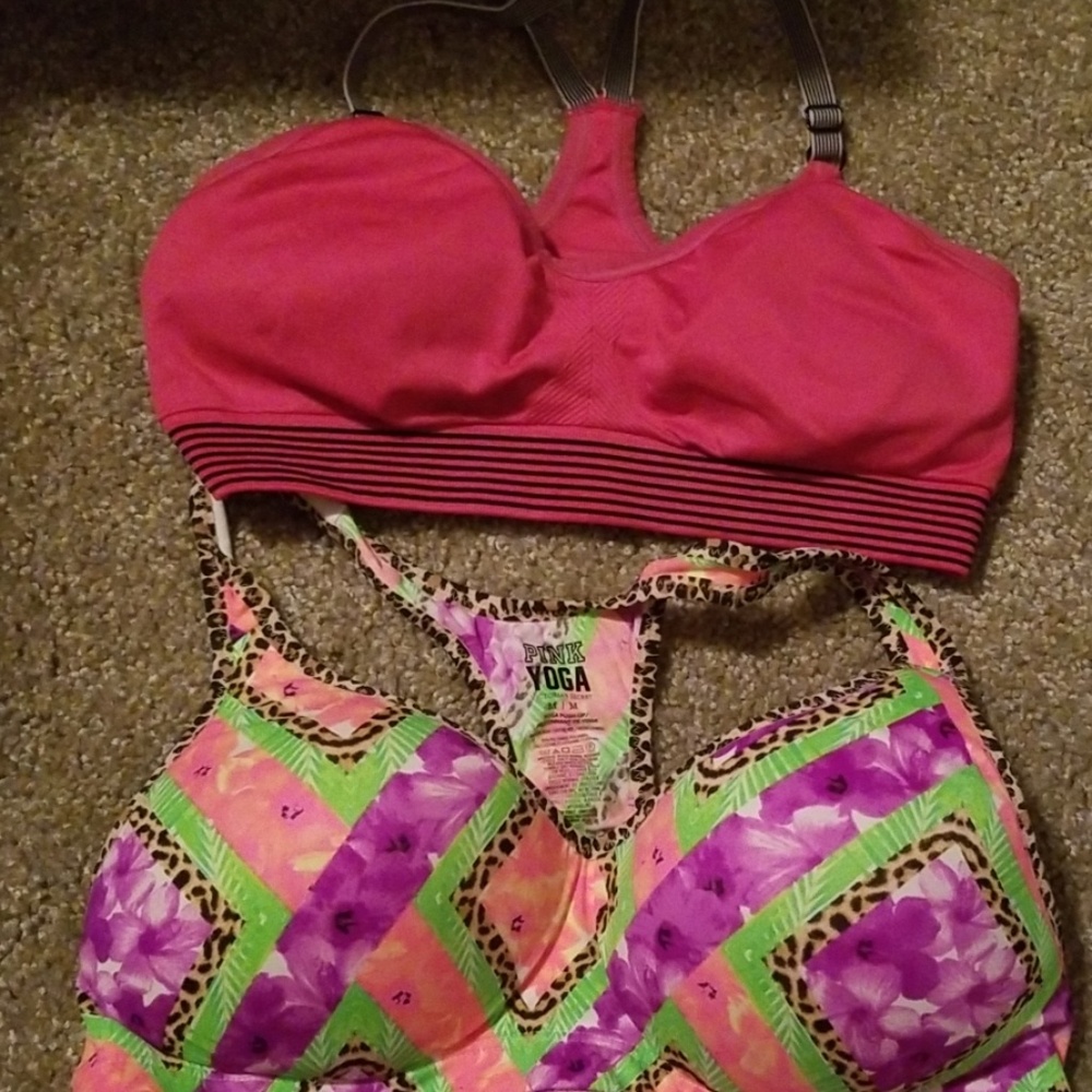 Victoria's Secret Sport Bras Lot VSX PINK 2 Bras